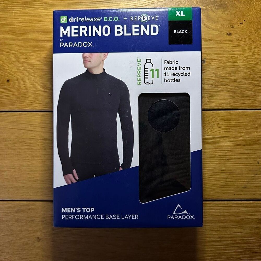 Paradox Merino Blend Men’s top Performance base layer top black xl